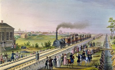 Apertura della prima linea ferroviaria da Tsarskoe Selo a Pavlovsk nel 1837 da Russian School